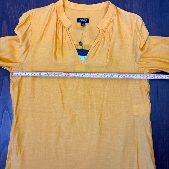 NWT Jones New York Blouse Women’s Medium Mustard Yellow V-Neck Long Sleeve‎ - Picture 15 of 16